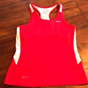 Red Nike Dri-fit racer back tank with built in bra